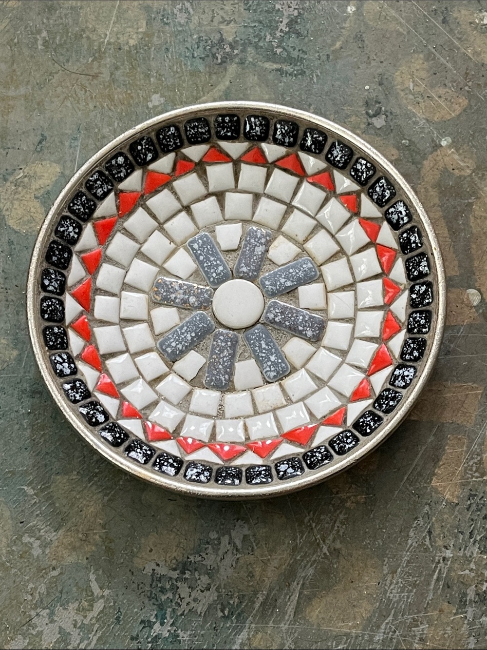 Vintage MCM Mosaic Tile Plate Decorative Decor Serving Mid Century